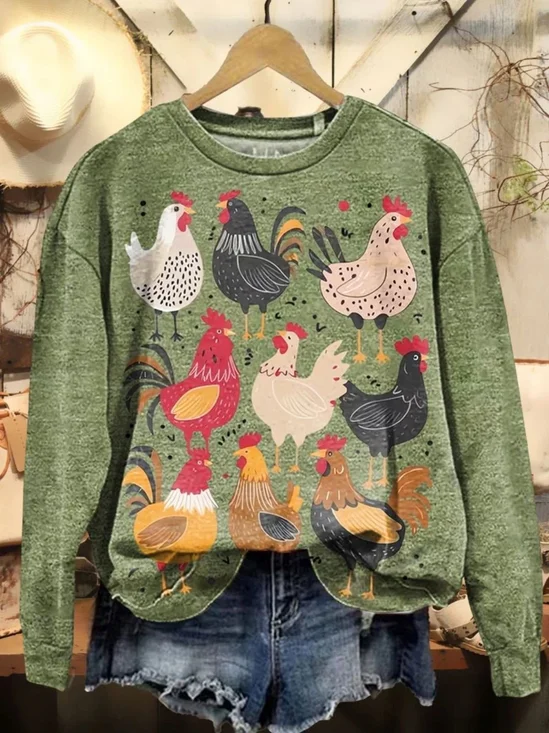 Retro Rundhals Tier Sweatshirt
