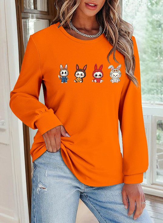Lässig Rundhals Tier Sweatshirt