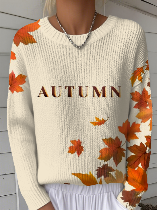 Damen Verlaufsmuster Langarm Bequem Retro Pullover