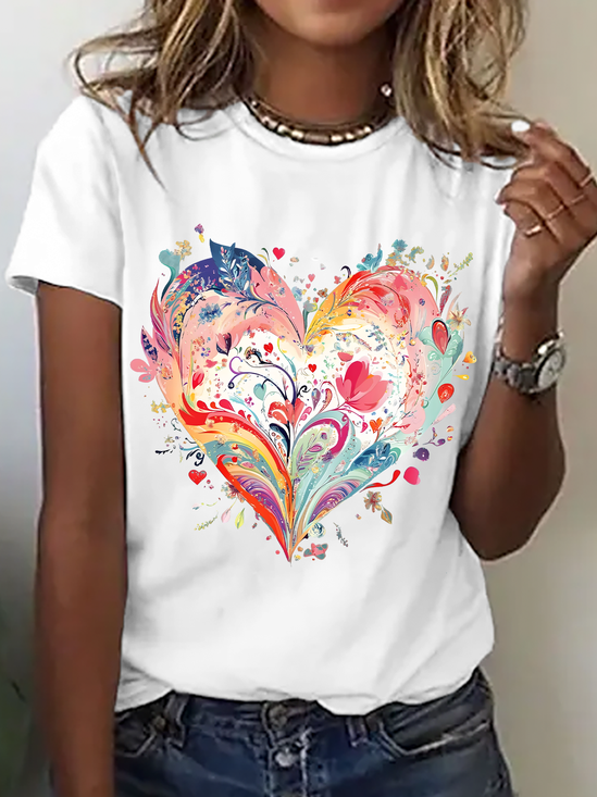 Lässig Herz/Herz Rundhals Kurzarm T-Shirt