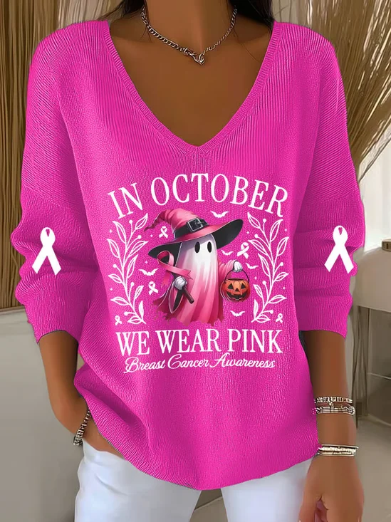Damen Baumwolle Halloween Langarm Bequem Lässig Pullover