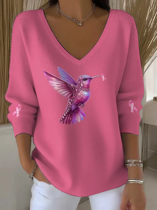 Damen Baumwolle Geometrisch Langarm Bequem Lässig Pullover