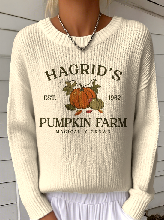 Damen Halloween (Kürbis) Langarm Bequem Retro Pullover