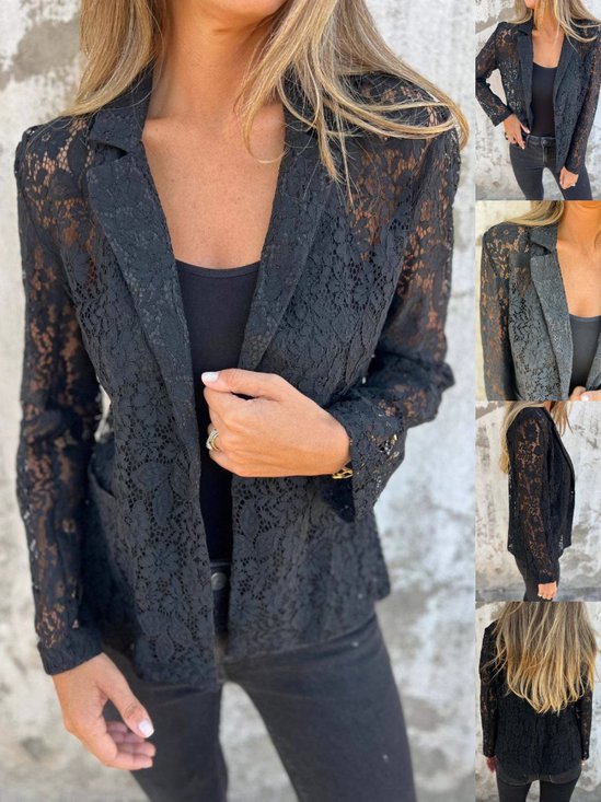 Damen Geblümt Frühling/Herbst Oberbekleidung Retro Jacquard Langarm Regelmäßig Blazer