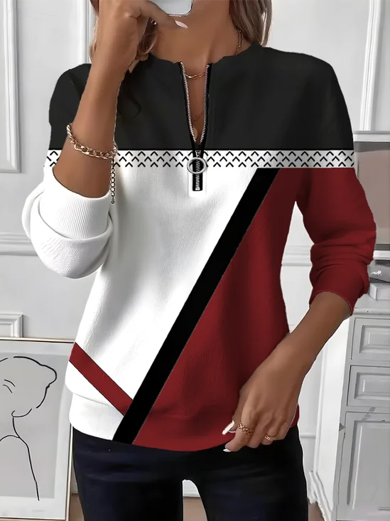 Retro Rundhals Geometrisch Sweatshirt