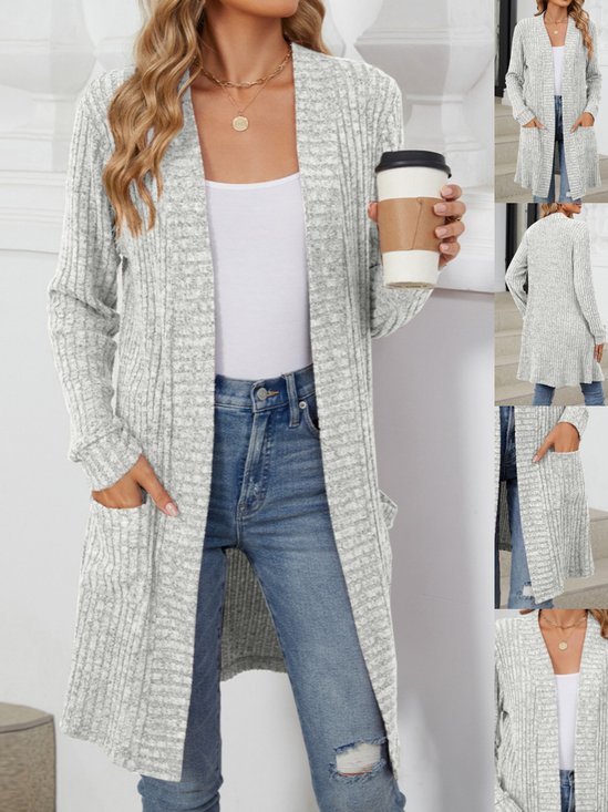 Damen Frühling/Herbst Oberbekleidung Retro Nahtverarbeitung Unifarben Langarm Wickeln Jacke