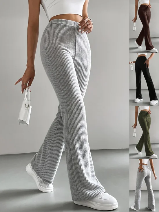 Damen Unifarben Lang Elastische Taille Hose Lässig Frühling/Herbst Hose