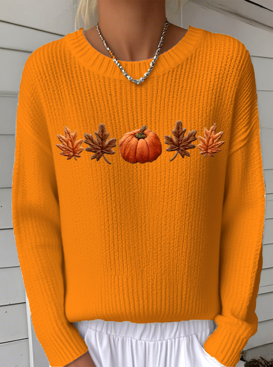 Damen Halloween Langarm Bequem Retro Pullover