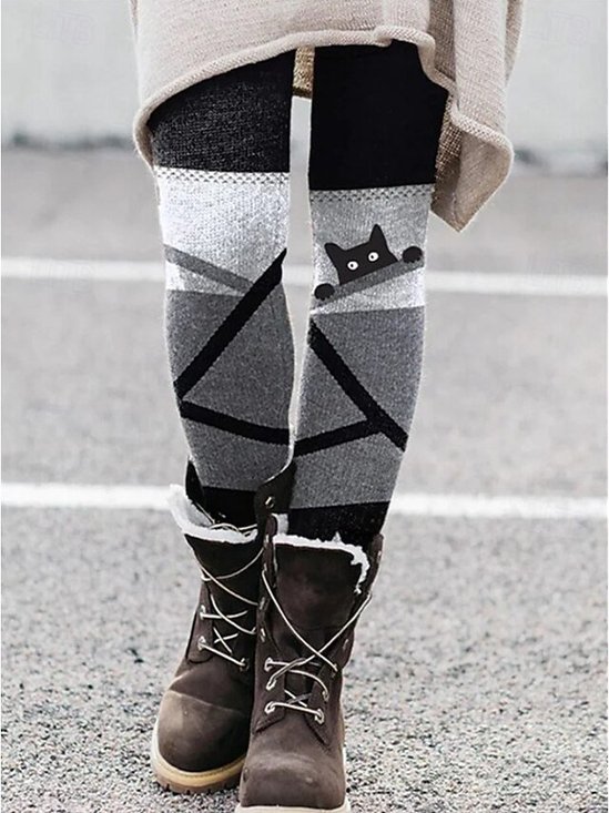 Damen Geometrisch Retro Alle Jahreszeiten Lang Leggings