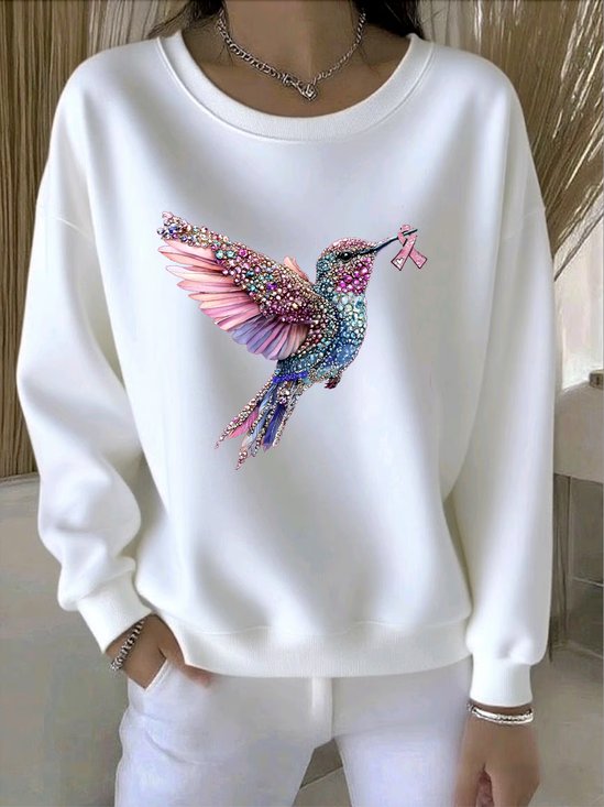 Lässig Rundhals Tier Sweatshirt