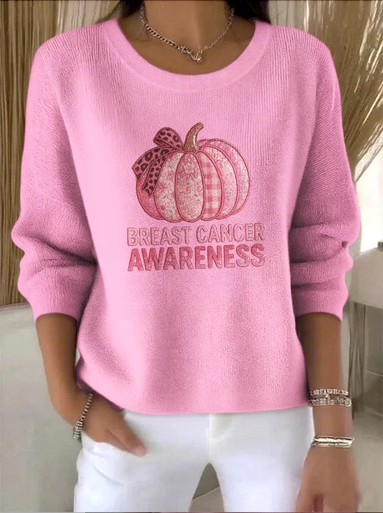 Damen Baumwolle Geblümt Langarm Bequem Retro Pullover