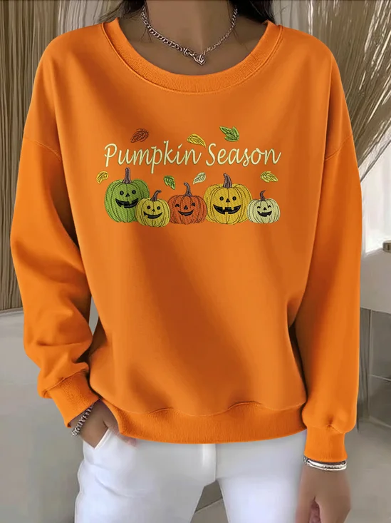 Lässig Rundhals Geblümt Sweatshirt