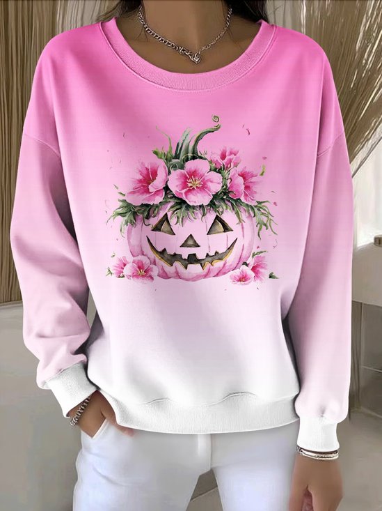 Lässig Rundhals Farbverlauf Sweatshirt