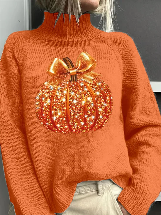 Damen Halloween (Kürbis) Langarm Bequem Retro Print Pullover