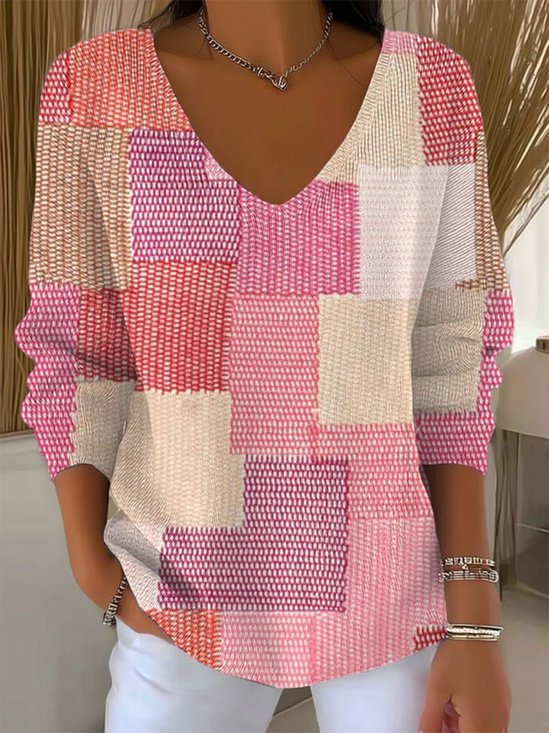 Damen Baumwolle Malerei Langarm Bequem Lässig Pullover