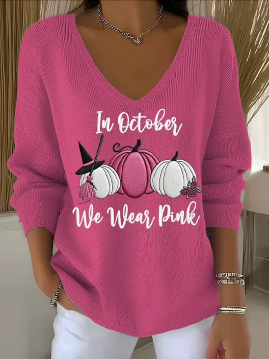 Damen Baumwolle Halloween Langarm Bequem Lässig Pullover