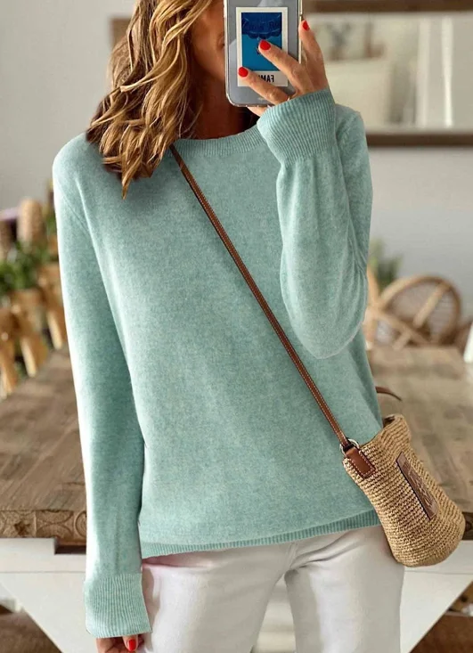 Damen Unifarben Langarm Bequem Retro Strickjacke