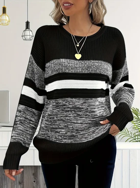 Damen Abstrakt Langarm Bequem Lässig Print Pullover