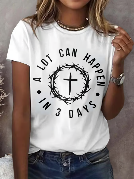 Lässig Kreuz Rundhals Kurzarm T-Shirt