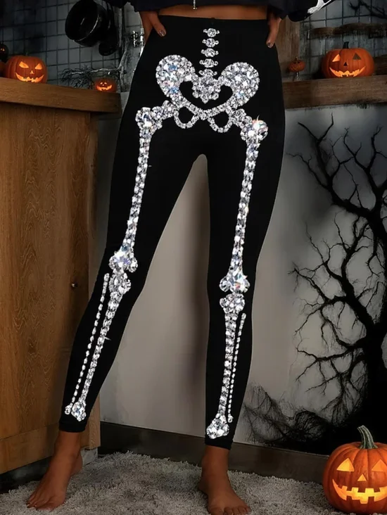 Damen Halloween Retro Alle Jahreszeiten Lang Leggings