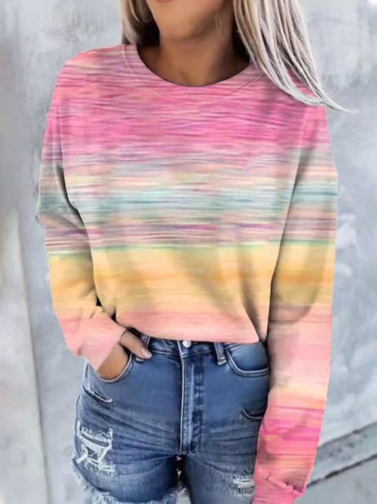 Lässig Rundhals Abstrakt Sweatshirt Print