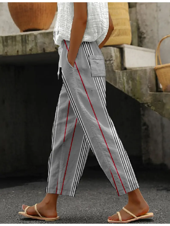 Damen Gestreift Lang Hose Lässig Frühling/Herbst Hose
