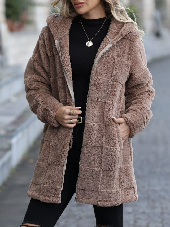 Damen Frühling/Herbst Oberbekleidung Lässig Unifarben Langarm Kapuze Jacke
