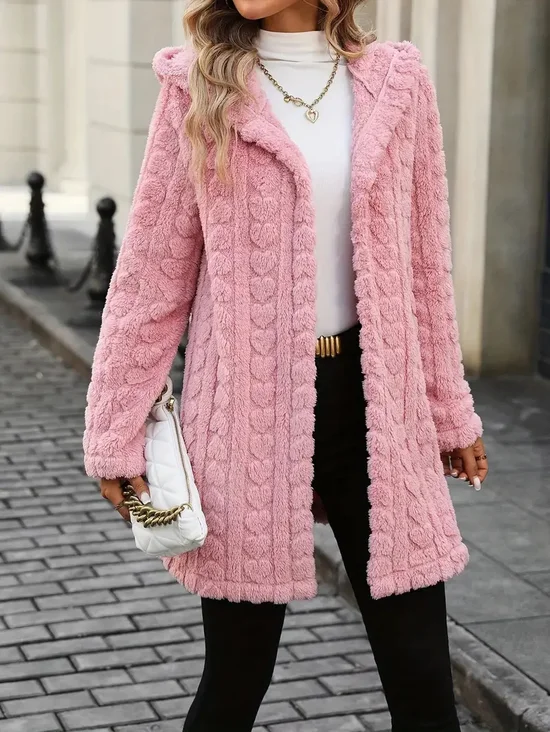 Damen Frühling/Herbst Oberbekleidung Lässig Unifarben Langarm Kapuze Jacke