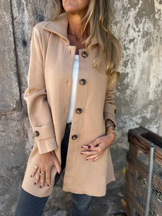 Damen Frühling/Herbst Oberbekleidung Lässig Unifarben Langarm Schalkragen Jacke