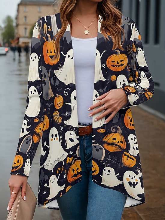 Damen Frühling/Herbst Oberbekleidung Retro Halloween Langarm V-Ausschnitt Jacke