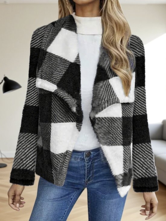 Damen Frühling/Herbst Oberbekleidung Lässig Gestreift Langarm Schalkragen Jacke