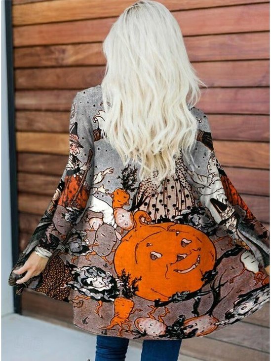 Damen Frühling/Herbst Oberbekleidung Retro Halloween Langarm V-Ausschnitt Jacke