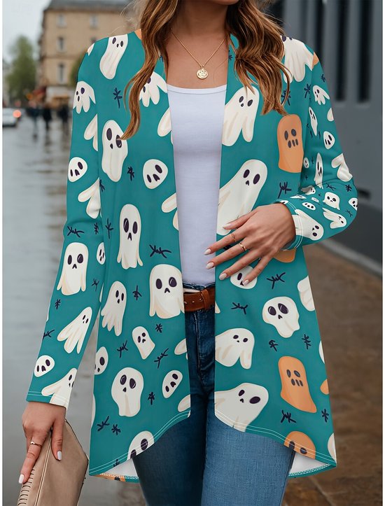 Damen Frühling/Herbst Oberbekleidung Retro Halloween Langarm V-Ausschnitt Jacke