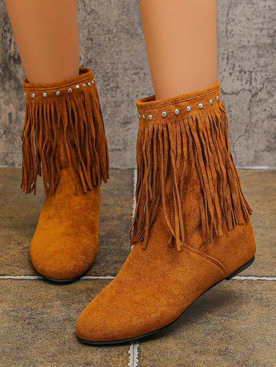Retro Unifarben Slip On Niedrig Cowboystiefel