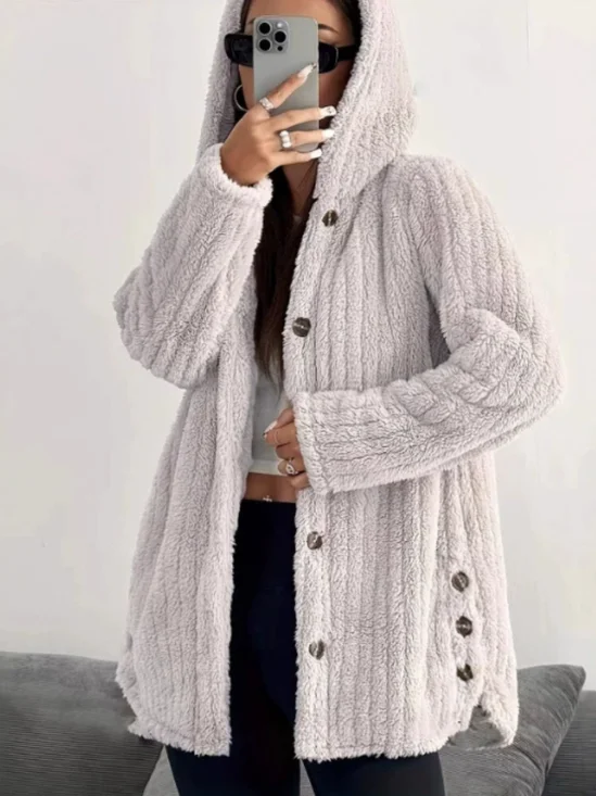 Damen Frühling/Herbst Oberbekleidung Lässig Unifarben Langarm Kapuze Jacke