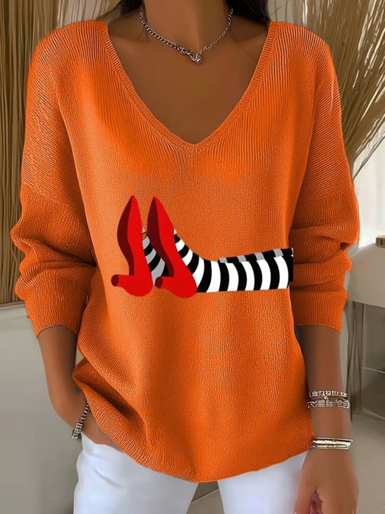 Damen Baumwolle Halloween Langarm Bequem Lässig Pullover