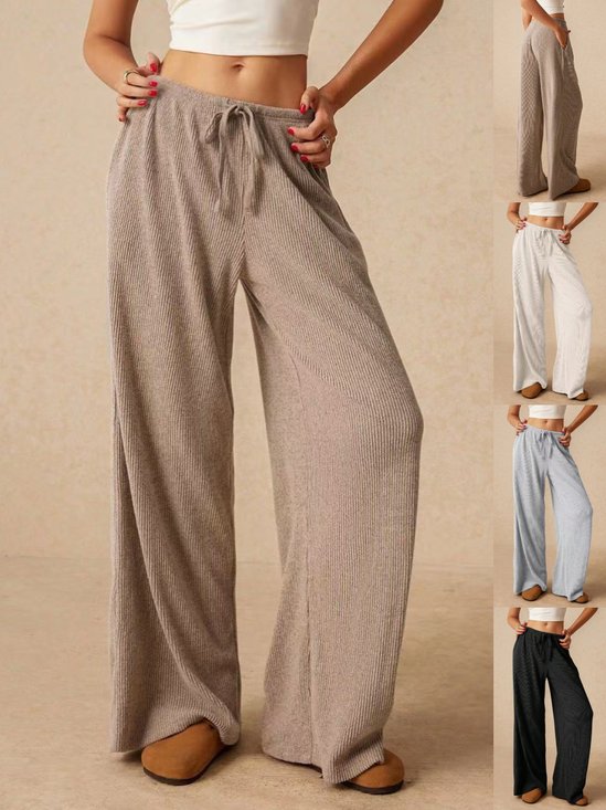 Damen Unifarben Lang Elastische Taille Hose Lässig Frühling/Herbst Hose