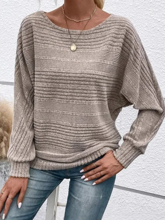 Rundhals Langarm Unifarben Regelmäßig Mikroelastizität Weit Bluse für Damen