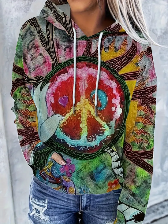 Lässig Kapuze Abstrakt Kapuze Print