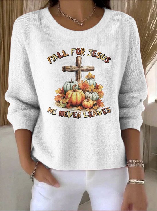 Damen Baumwolle Geblümt Langarm Bequem Retro Pullover
