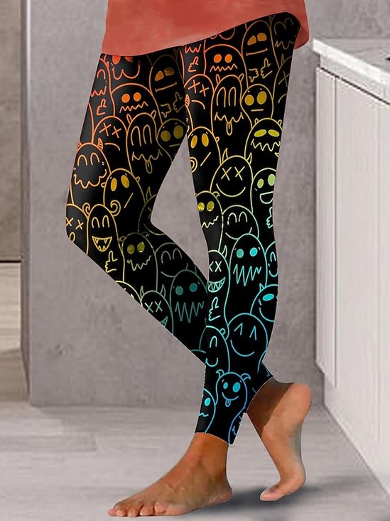 Damen Halloween Lässig Alle Jahreszeiten Lang Leggings