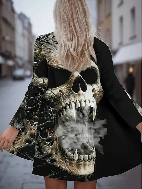 Damen Frühling/Herbst Oberbekleidung Retro Halloween Langarm V-Ausschnitt Jacke