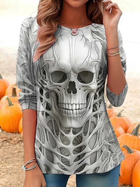 Lässig Halloween Rundhals Langarm T-Shirt