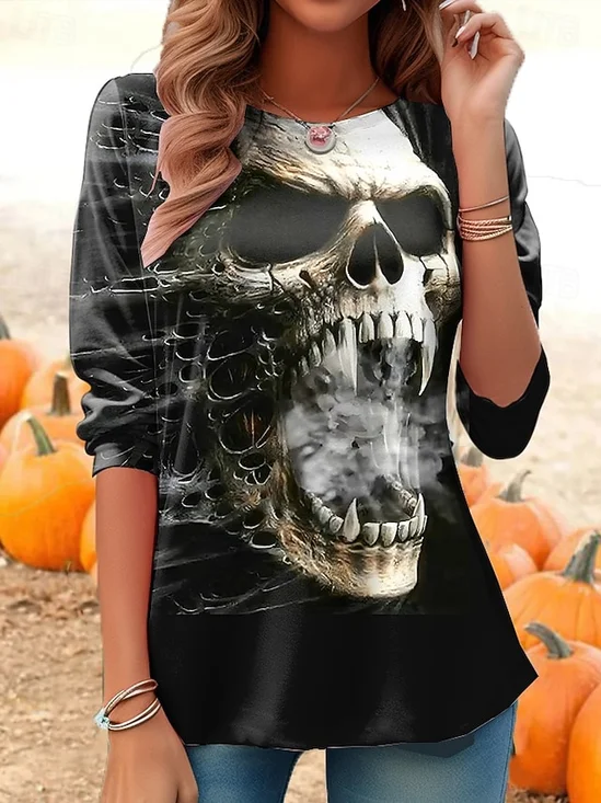 Lässig Halloween Rundhals Langarm T-Shirt