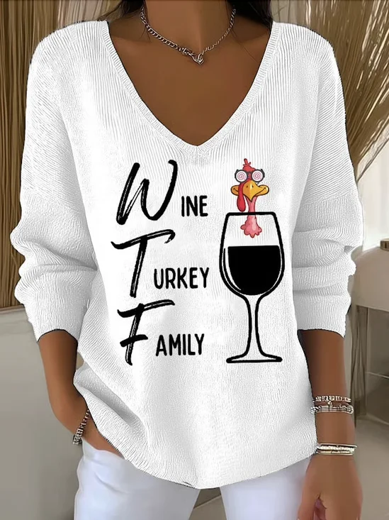Damen Baumwolle Tier Langarm Bequem Lässig Pullover