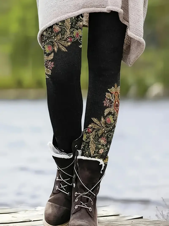Damen Geblümt Lässig Alle Jahreszeiten Print Lang Leggings