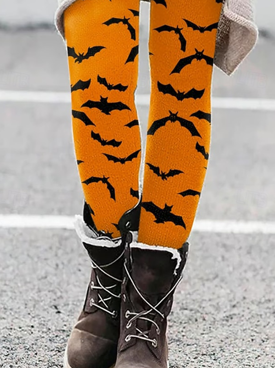 Damen Halloween Retro Alle Jahreszeiten Lang Leggings