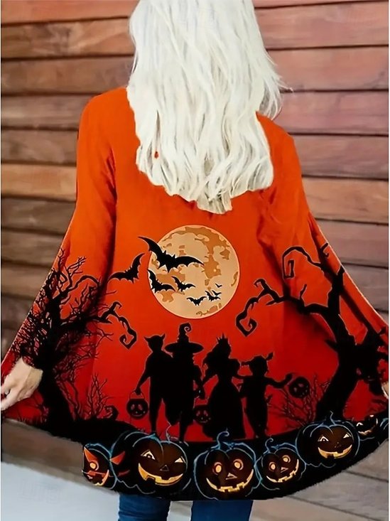 Damen Frühling/Herbst Oberbekleidung Retro Halloween Langarm V-Ausschnitt Jacke