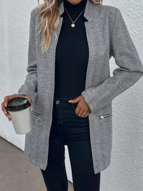 Damen Winter Oberbekleidung Retro Gestreift Langarm Jacke