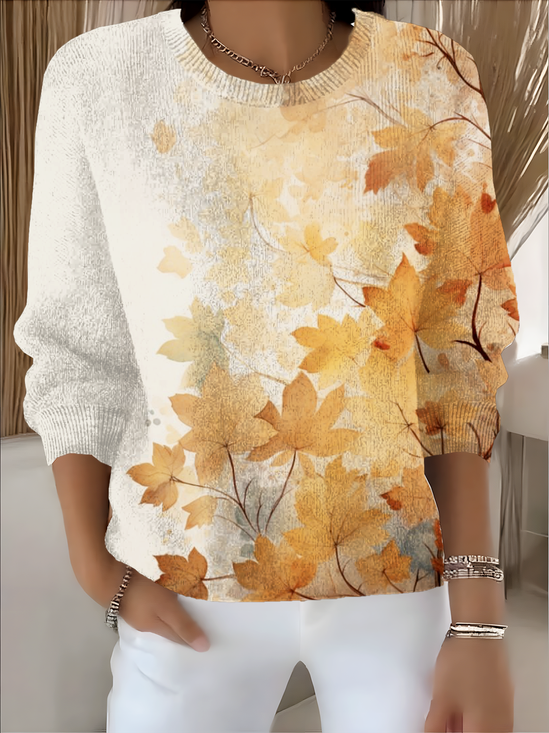 Damen Verlaufsmuster Langarm Bequem Retro Pullover